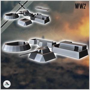 Set of blockhouse fortifications with German Panzer V Panther turret (6) - Modern WW2 WW1 World War Diaroma Wargaming RPG Mini Hobby