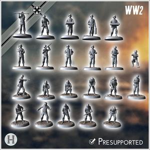 Set of 20 German WW2 artillery crews - Germany Eastern Western Front Normandy Stalingrad Berlin Bulge WWII
