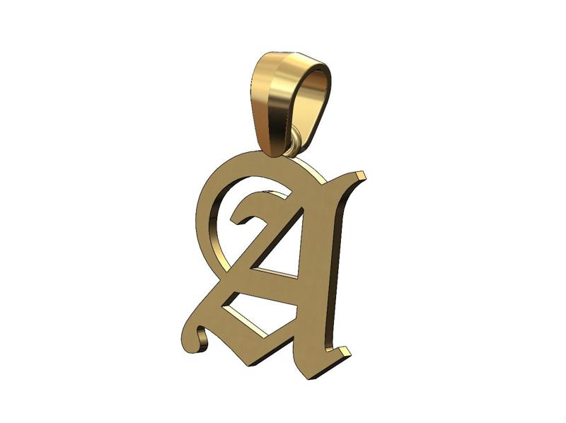 A gothic old english initial pendant charm bail 3D print model