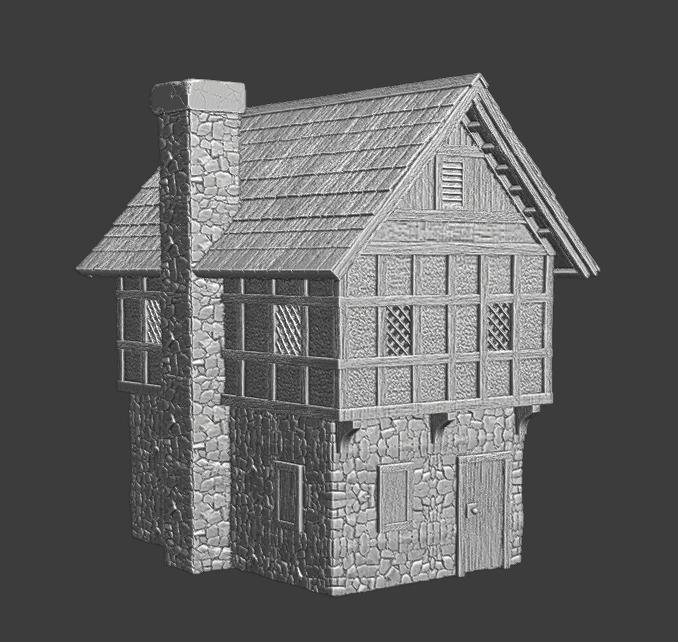 Medieval stone House Model - Wargaming props