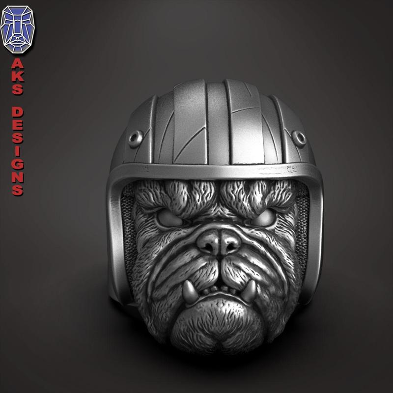 Bulldog biker version 1 Ring jewelry