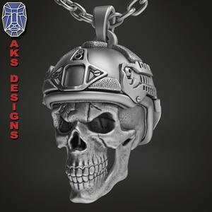 skull Pendant jewelry Army soldier skull v1 stl file