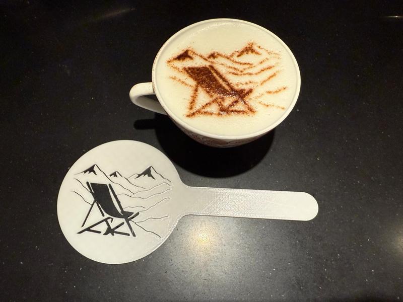 Cappuccino Latte Art portable chair with mountain