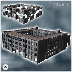 Large public building with courtyard and three floors (6) - Modern WW2 WW1 World War Diaroma Wargaming RPG Mini Hobby