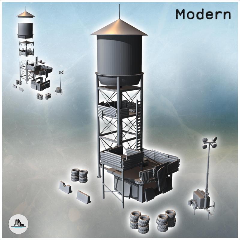Outpost on water storage tower with lamps and metal defensive walls (15) - Cold Era Modern Warfare Conflict World War 3 RPG  Post-apo WW3 WWIII