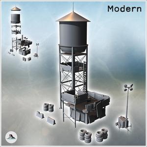 Outpost on water storage tower with lamps and metal defensive walls (15) - Cold Era Modern Warfare Conflict World War 3 RPG  Post-apo WW3 WWIII
