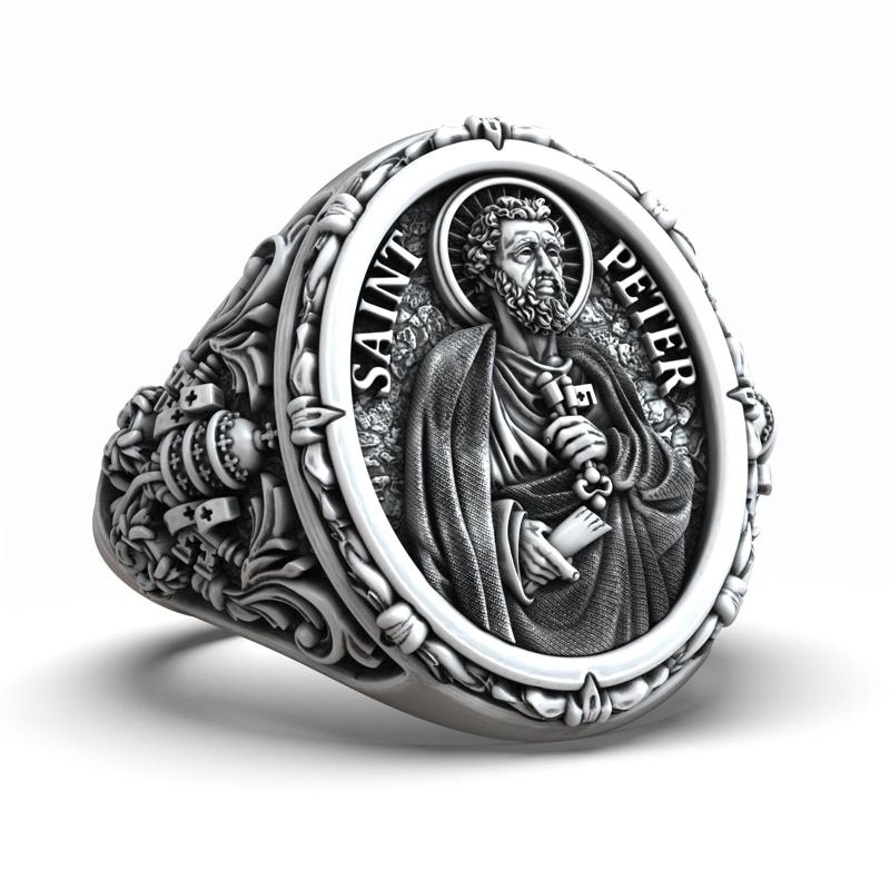 Saint Peter Keys of Heaven Shield Christian Signet