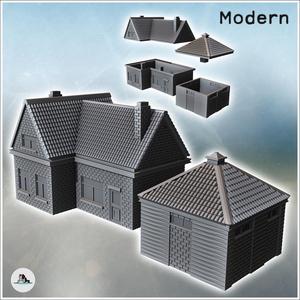 Set of two modern houses (Veghel, Netherlands) - Modern WW2 WW1 World War Diaroma Wargaming RPG Mini Hobby