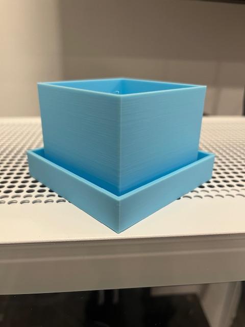 Simple Square Planter with Drainage Holes and Attached Basin