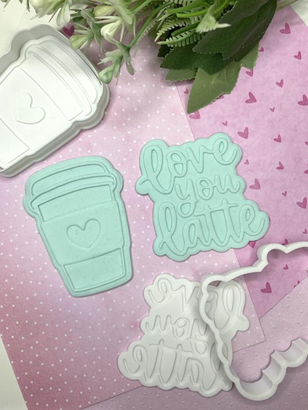 Love you latte cookie cutter and stamp set
