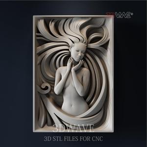 Woman Wall Sculpture 3d stl model for CNC