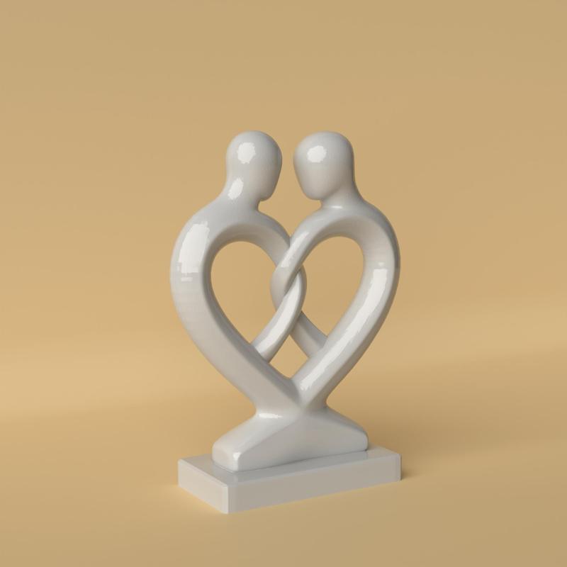 Minimalist Heart with Loving Couple – Romantic and Symbolic Sculpture