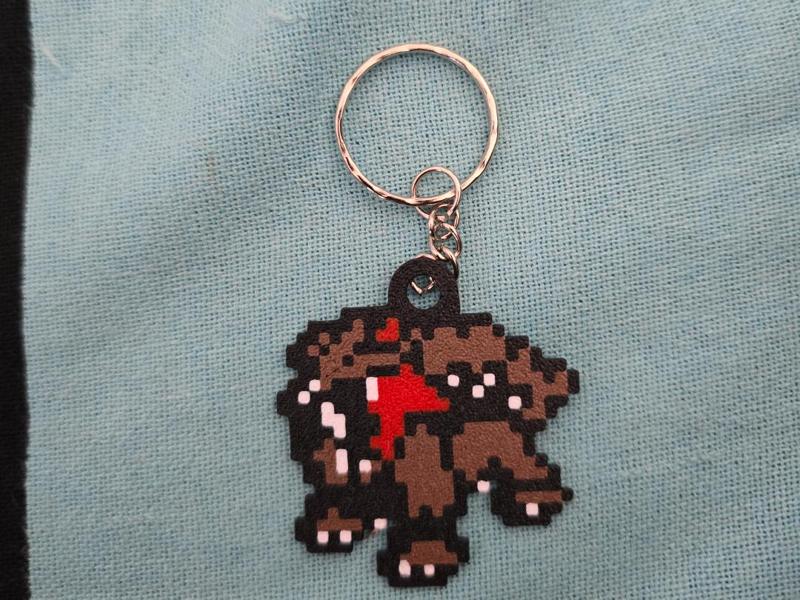 Minimalist Entei Pixel Art Keychain