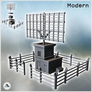Large antenna with communication building and metal fence (16) - Modern WW2 WW1 World War Diaroma Wargaming RPG Mini Hobby