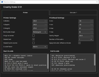 Ender 3 S1 Pro Cura settings for maxumim build volume + profiles