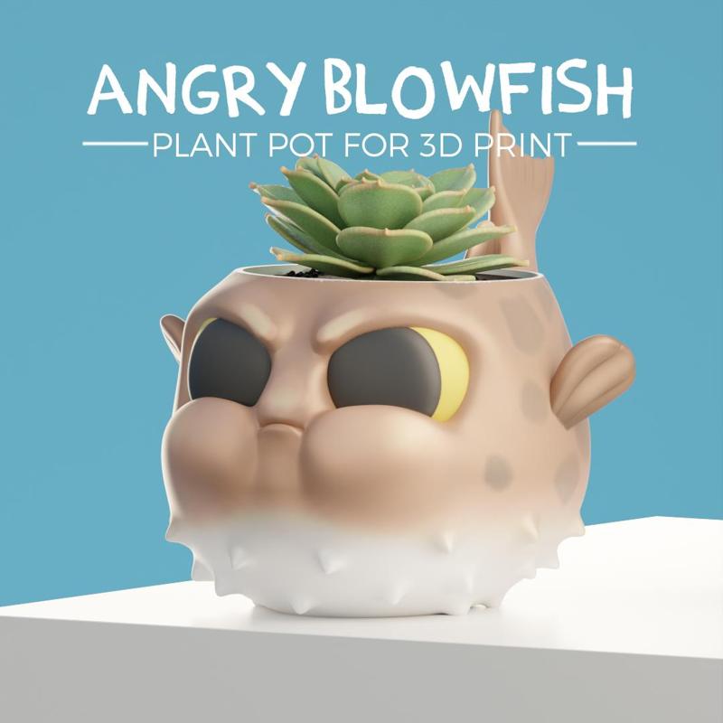 Blowfish planter- Pot - for 3d print