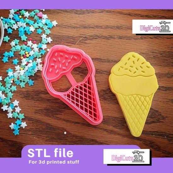 Ice cream with cornet COOKIE CUTTER - SUMMER TROPICAL COOKIE CUTTER STL FILE