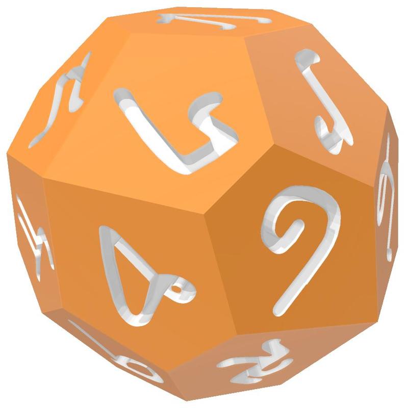 Nabataean Alphabet d22 Polyhedral Die