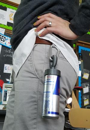 Dual purpose drink holder, upcycled baby rattle