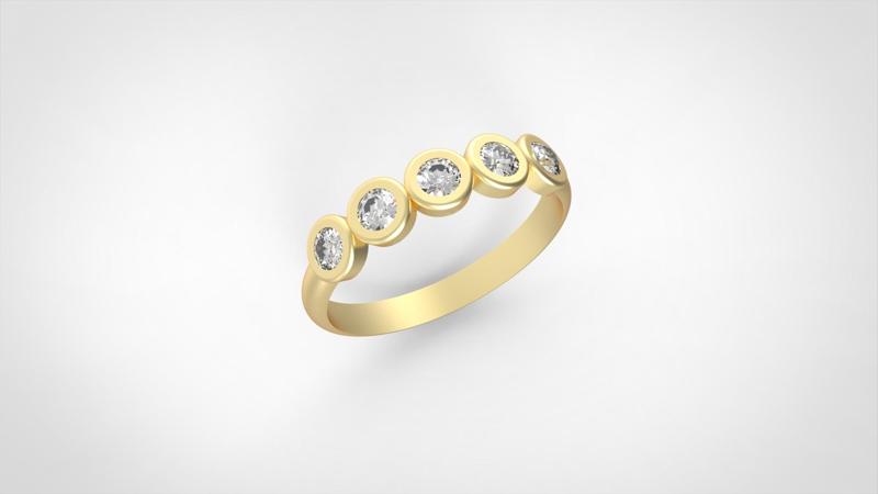 Ring 5 stones chatons