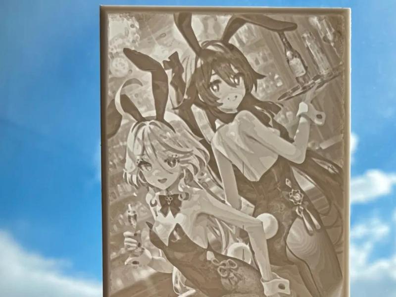 Genshin Impact Hu Tao Lithophane with Sheer Stockings and Bunny Girl Outfit