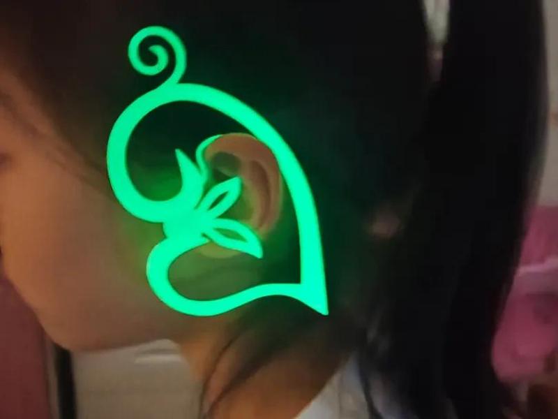 Heart-shaped Earring Accessory Genshin Cos Equipment - Void Terminal - Night Light Material Weight 3g