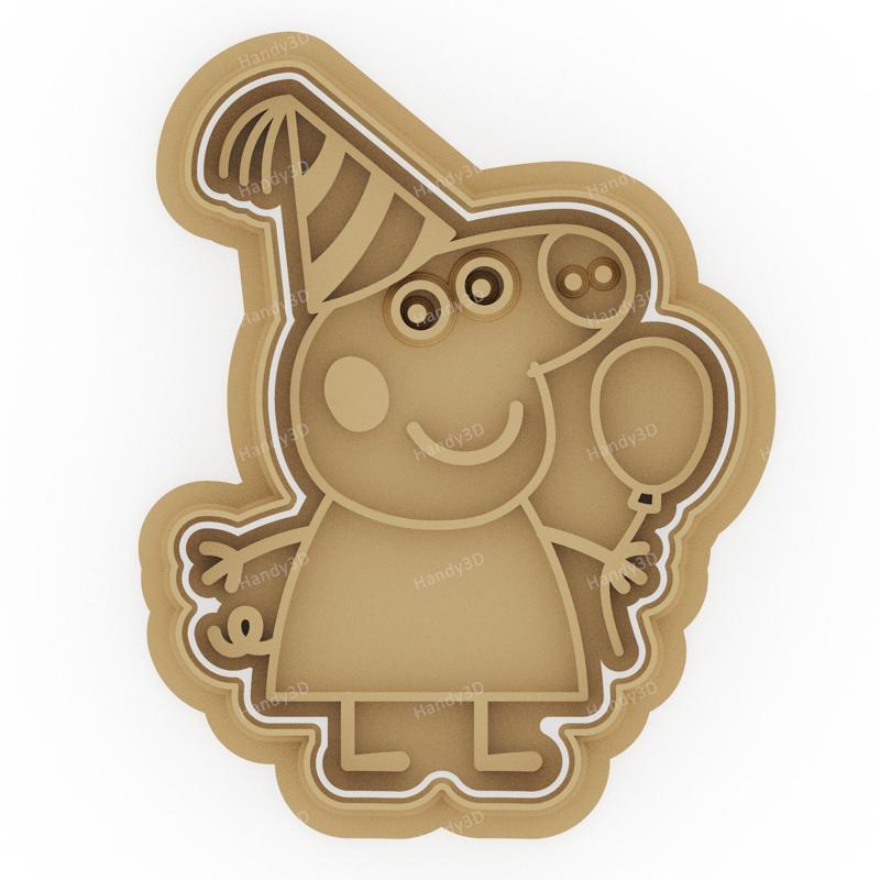 Peppa Pig Party Cookie Cutter & Stamp - 8 cm