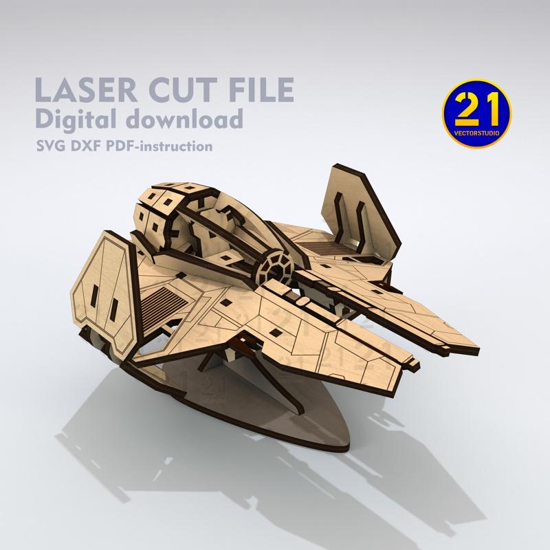 Jedi Starfighter - Single-Sheet Sci-Fi Model | Laser Cut Files