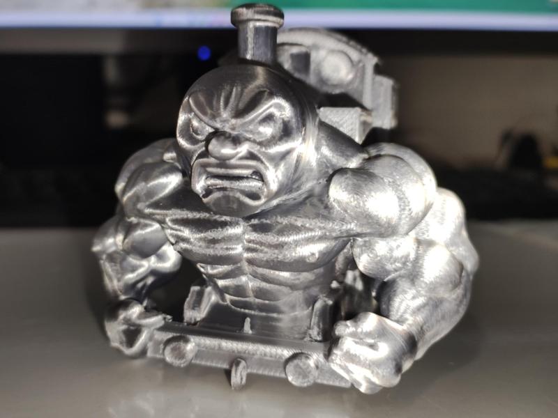 Angry muscular Thomas the Tank Engine