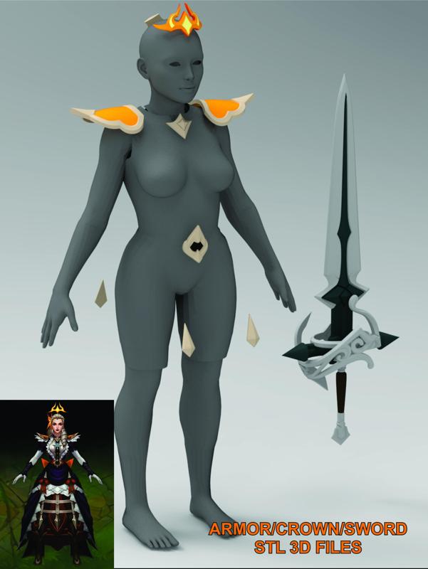 Leona Highnoon Armor Sword Crown 3d Files STL League of legends