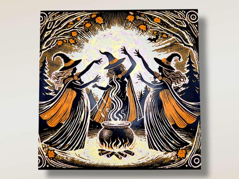 Moonlit Sisters - Witches Halloween Hueforge