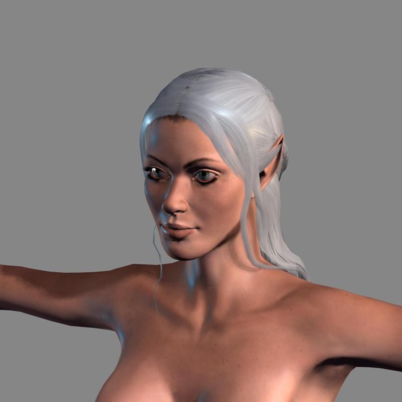Animated Elf woman-Rigged 3d game character Low-poly