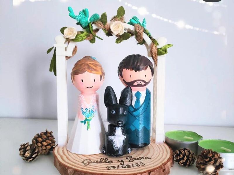 Peg dolls wedding couple figures
