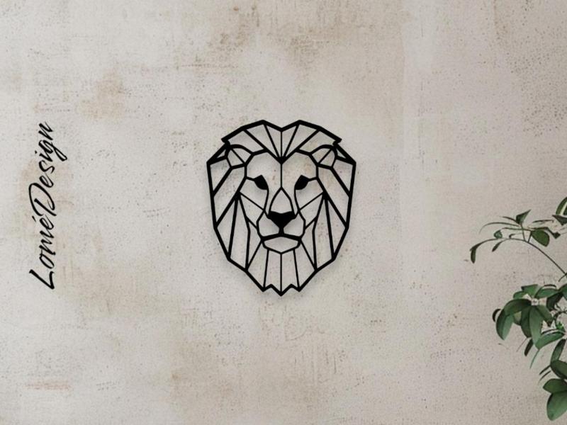 Modern wall decor with geometric lion