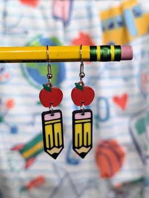 Apple & Pencil Earrings