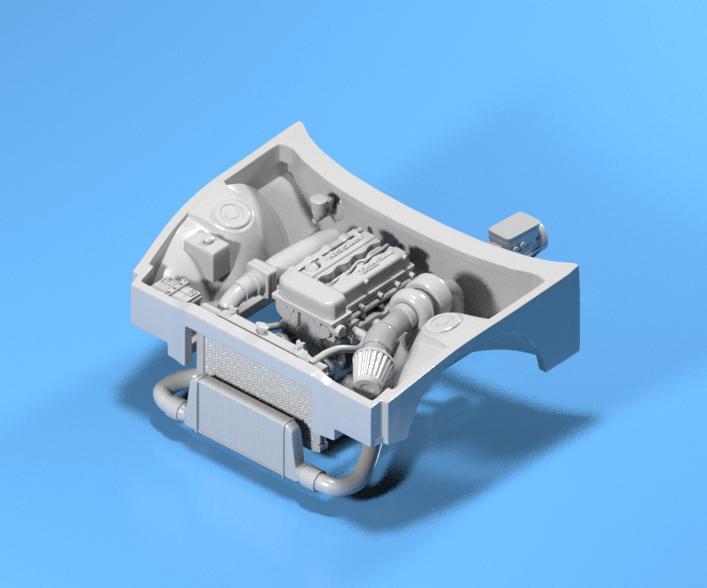 Detailed SR20 Engine with 180SX Engine Bay for Hot Wheels