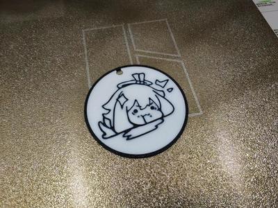 Genshin Impact Paimon surprised, drooling emoticon keychain