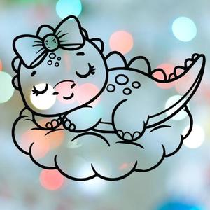 Dinosaur Girl Sleeping On Cloud Cookie Cutter