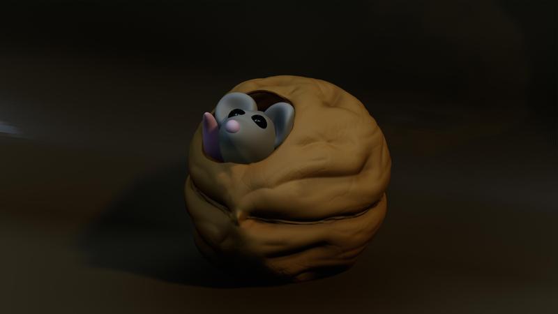Mouse in a walnut (no supports)