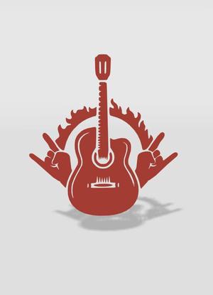 wall decor rock on flaming acoustic guitar