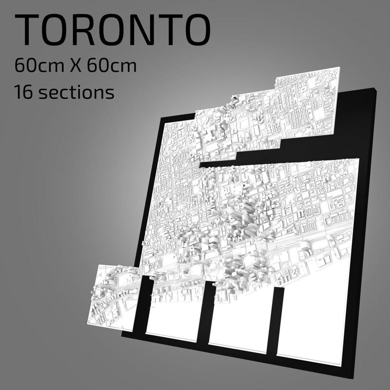 3D Toronto | Digital Files | 3D STL File | Toronto 3D Map | 3D City Art | 3D Printed Landmark | Model of Toronto Skyline | 3D Art