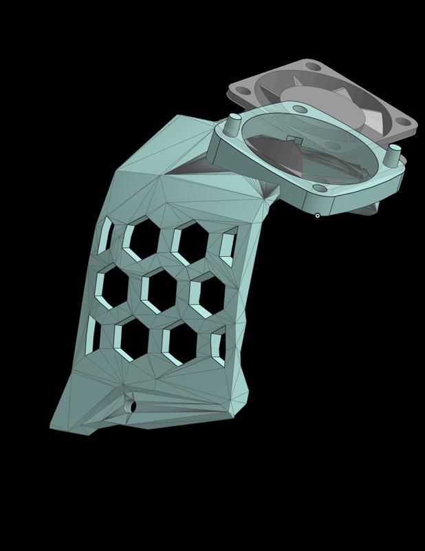 Stealthburner vented PCB cover door with 3010 cooling fan (cools PCB and stepper)