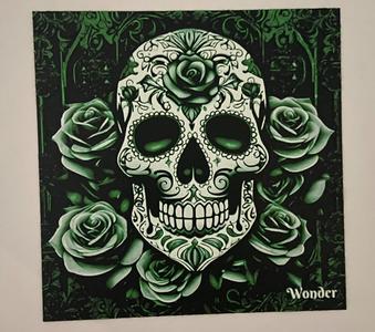 green rose and skull 