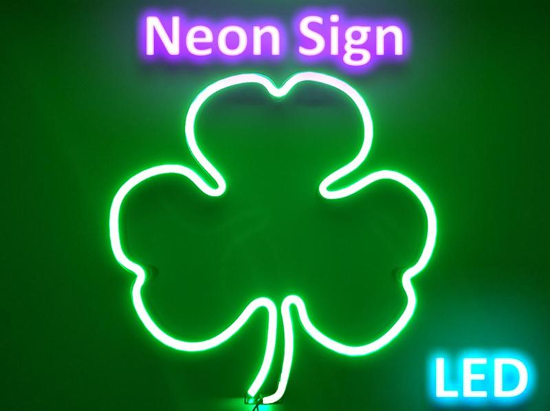 Minimalist Shamrock LED Neon Sign - St. Patrick's Day Decorations