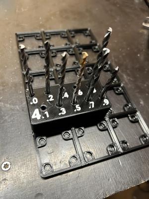Full (ish) metric drill bit holders for Gridfinity 0.1mm steps
