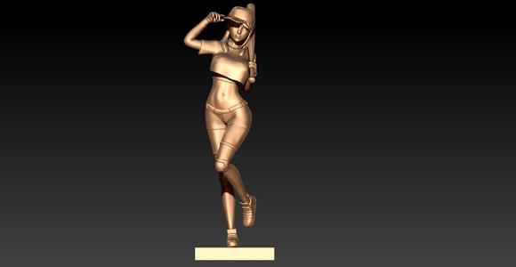 MLB - GIRL BASEBALL STATUE DECOR - 3d print