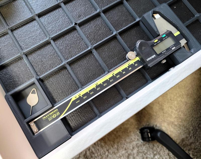 Simplified Gridfinity 6 in. Mitutoyo Caliper Holder with Storage