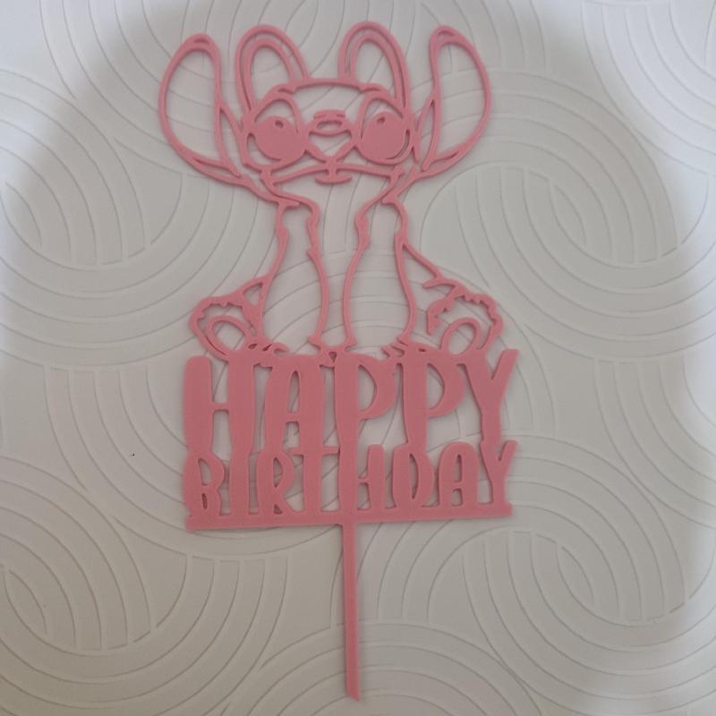 HAPPY BIRTHDAY CAKE TOPPER ANGEL STITCH / TOPPER BIRTHDAY ANGEL STITCH