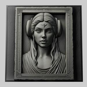 Star Wars Leia Organa 3d printer relief medallion stone tablet obj stl