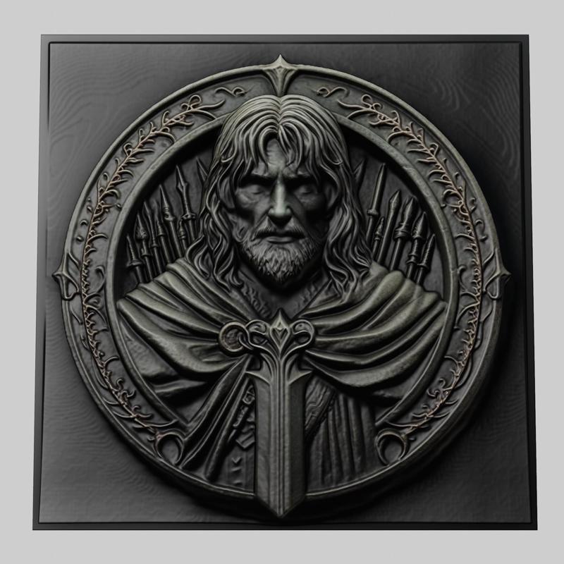 Lord of Rings Boromir 3d printer relief medallion stone tablet obj stl